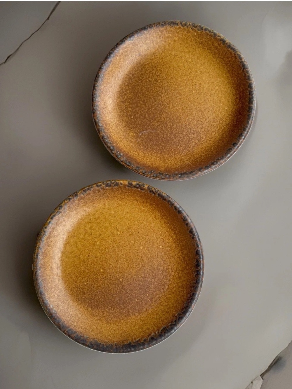 VTG 70s USA McCoy Canyon Mesa 7.5" Salad/Dessert Plates Rustic Brown SET OF 2
